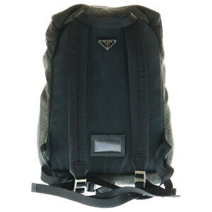 Prada Logo Wool Plate Backpack Gray